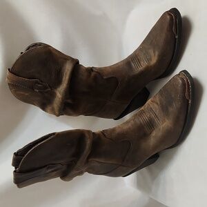 Durango Crush Brown Distressed Leather Slouch Western Boots (W Size 8)